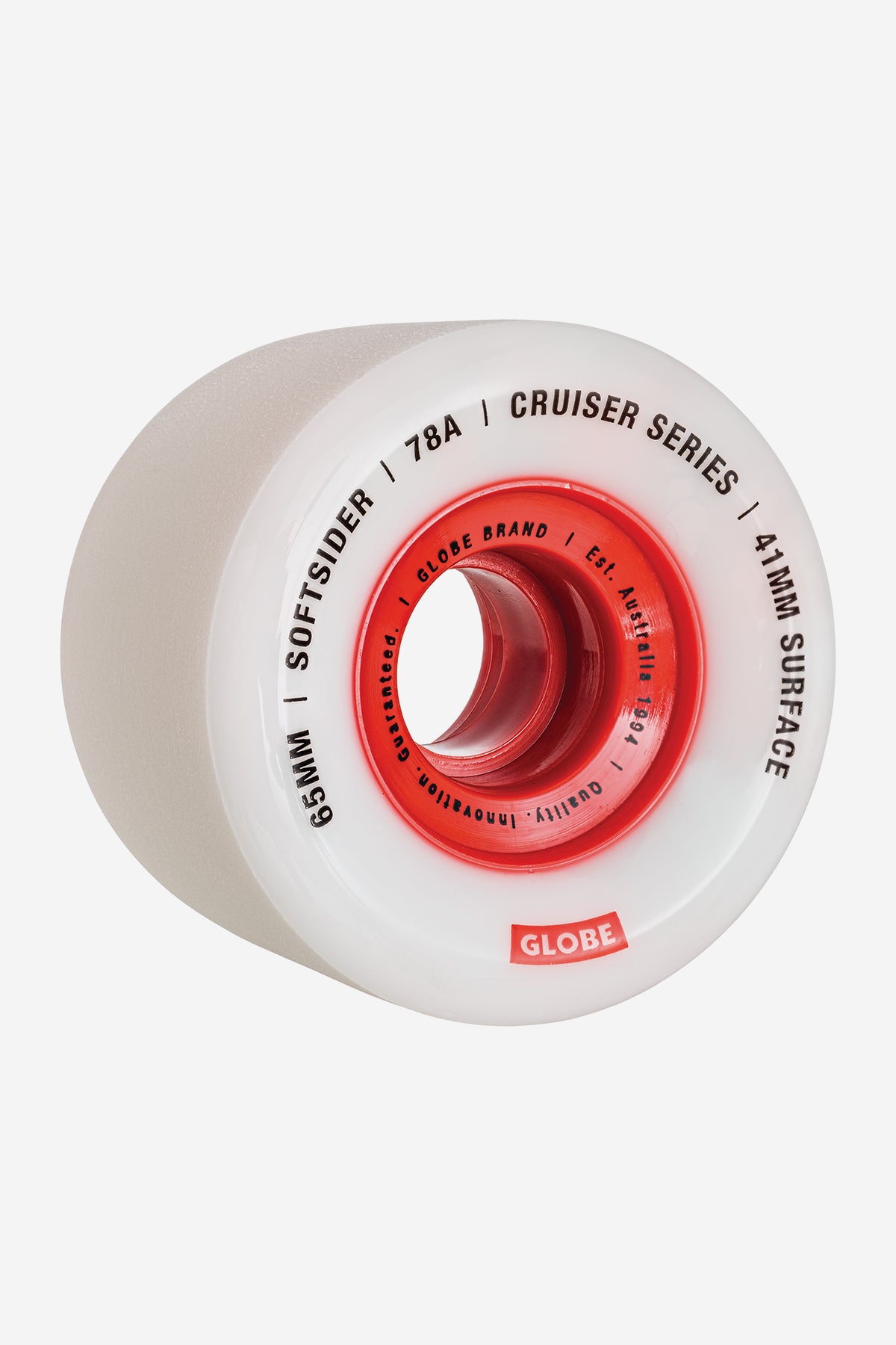 detail of Softsider Cruiser Wheel 65MM - white/red
