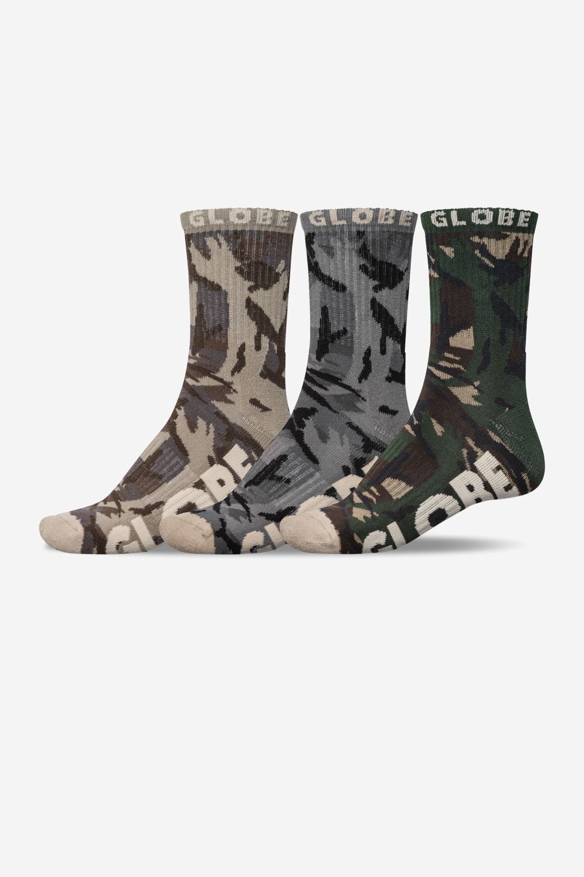 Front angled of Eco Camo Crew Sock 3 Pack