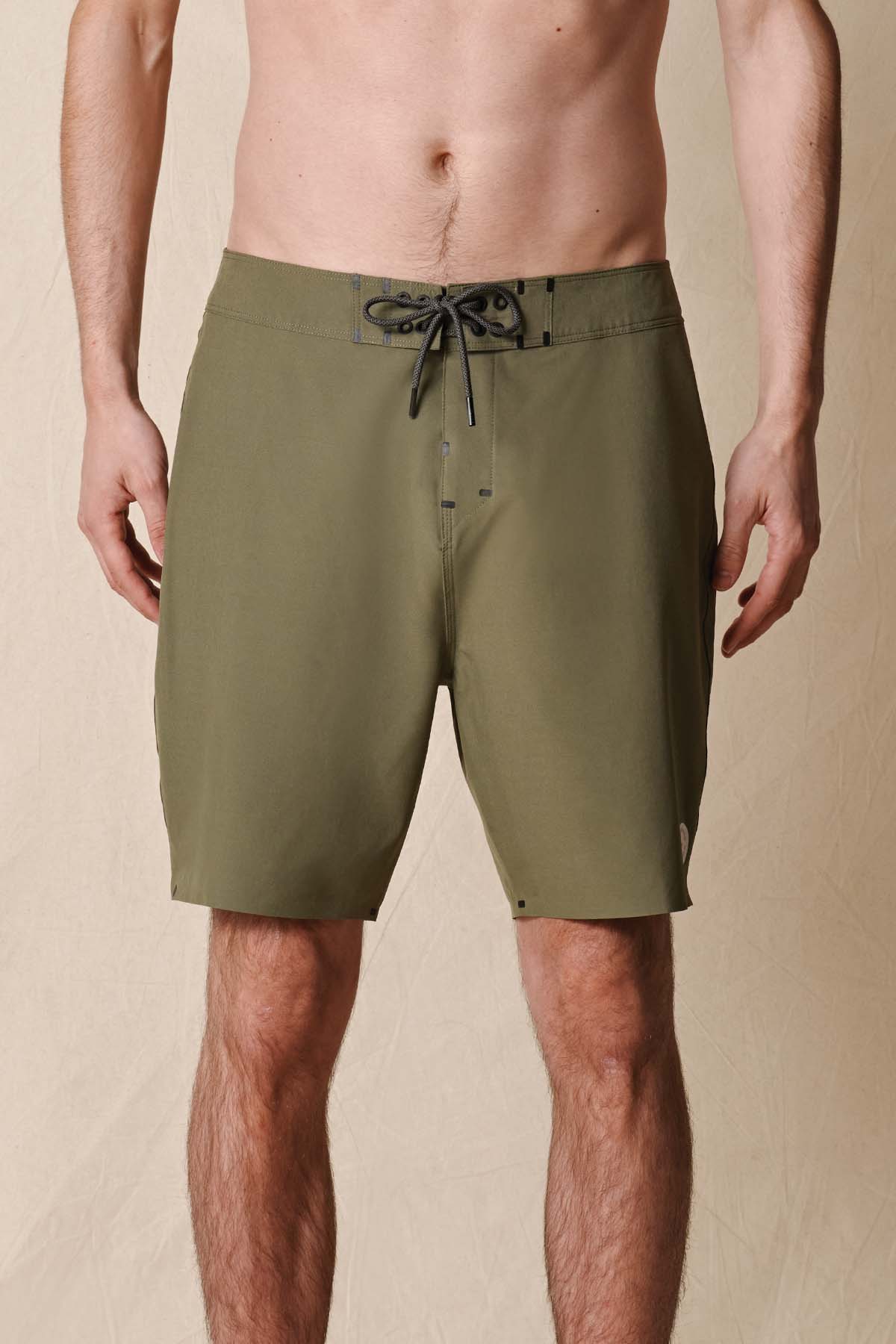 model front facing in Every Swell Boardshort - Olive