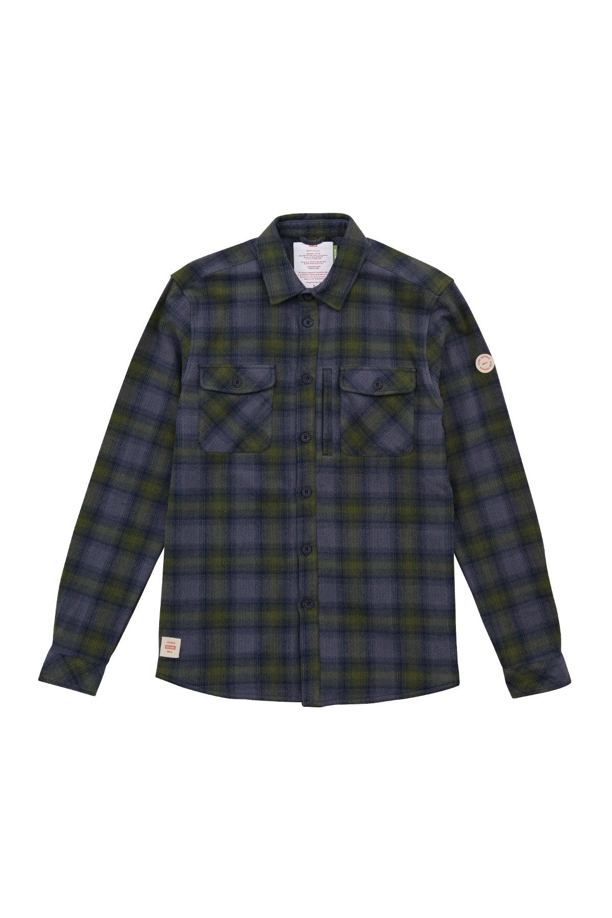 front facing Navy Globe button up jacket