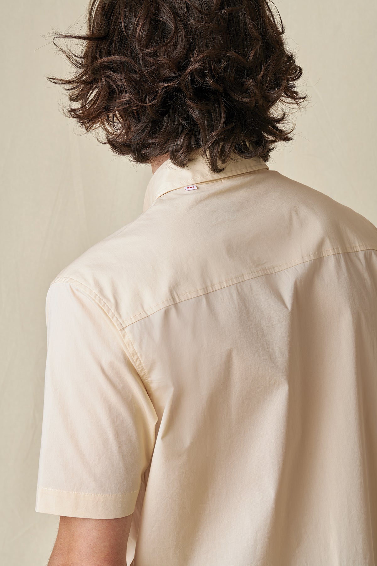 back collar view of Bleach free dye free white Foundation S/S Shirt