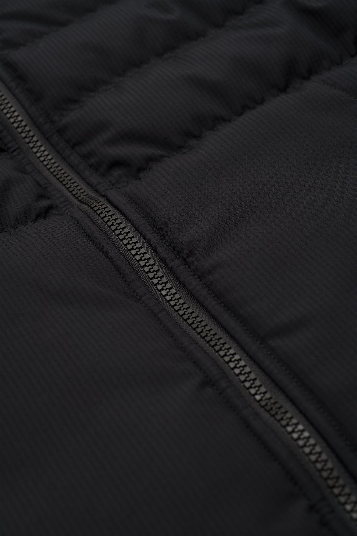 front zipper detail of Black Globe Prime Down Jacket