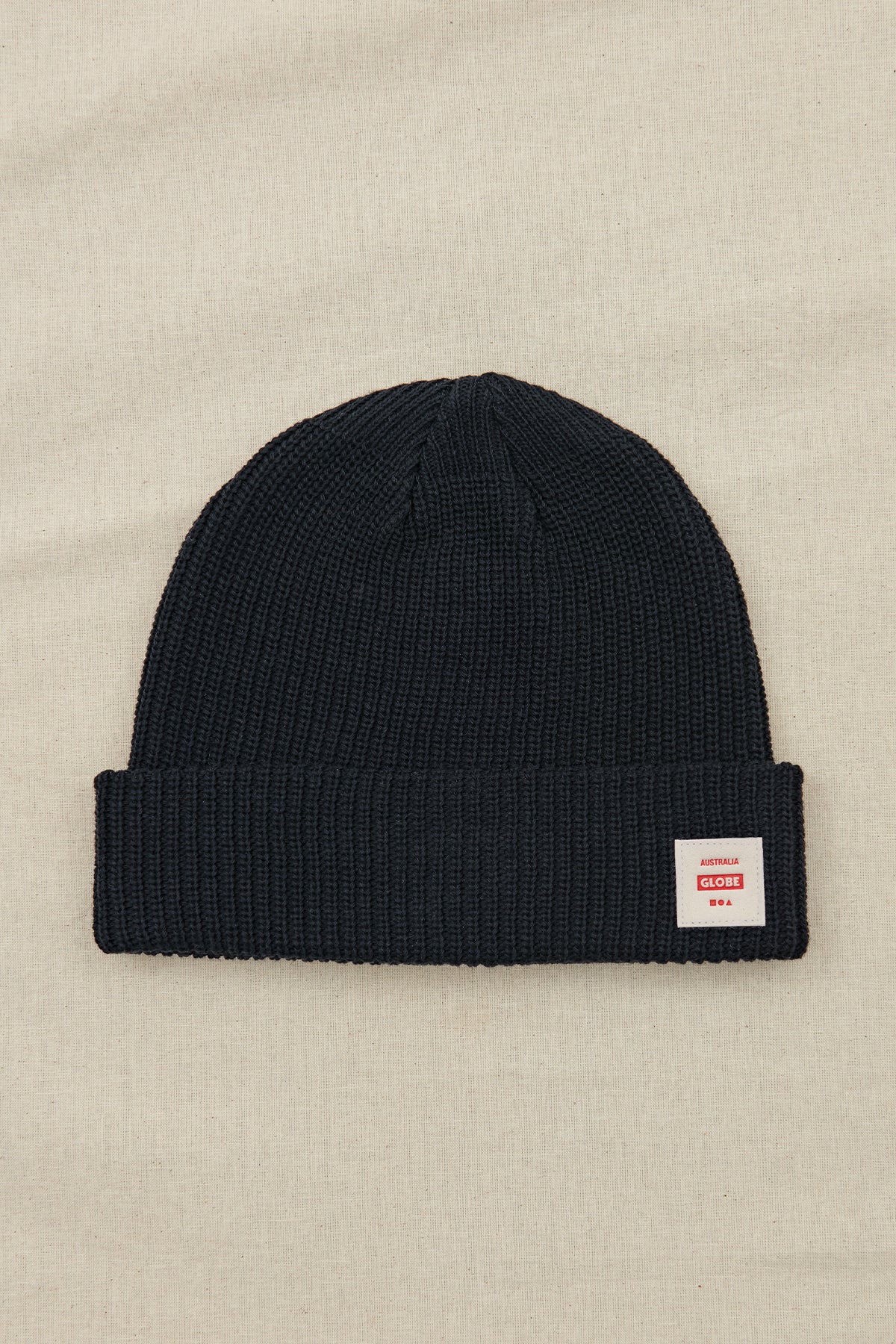 front view of Black Globe beanie