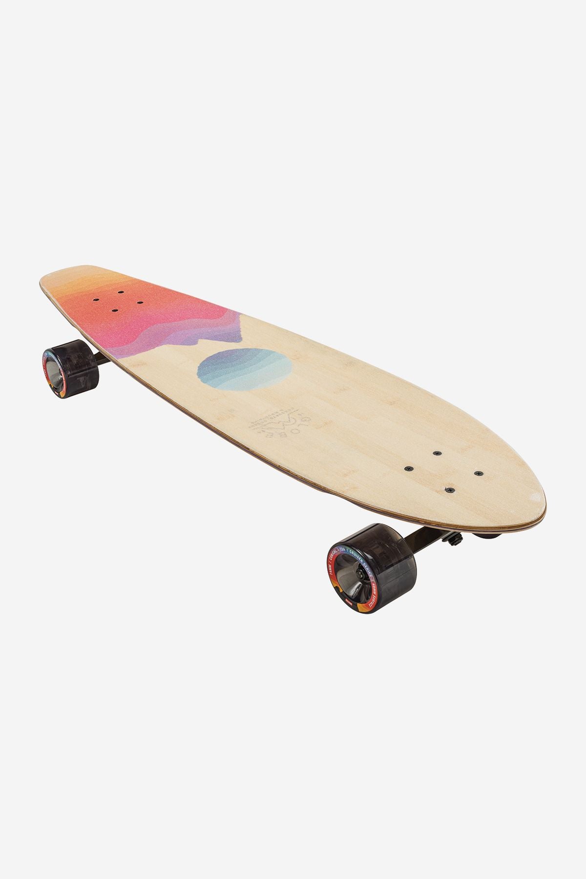 front angled Arcadia 36" Longboard - Bamboo/Mountains